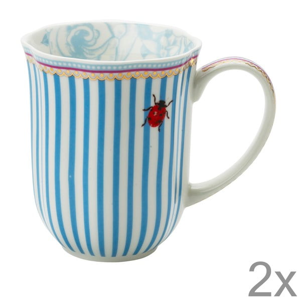 Porcelánový hrnek na kávu Stripie od Lisbeth Dahl, 2 ks