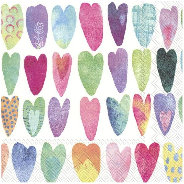 Paberserviisid 20 tk komplektis Rainbow Hearts - IHR
