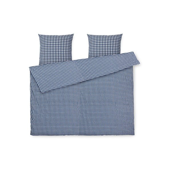 Valge ja tumesinine laiendatud krepp voodipesu kaheinimesevoodile 200x220 cm Bæk&Bølge - JUNA