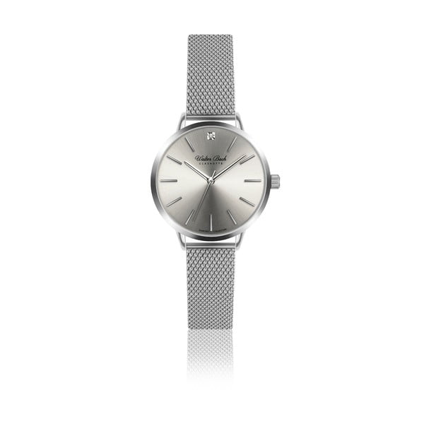 Dámské hodinky s 1 diamantem a páskem z nerezové oceli ve stříbrné barvě Walter Bach Diamond