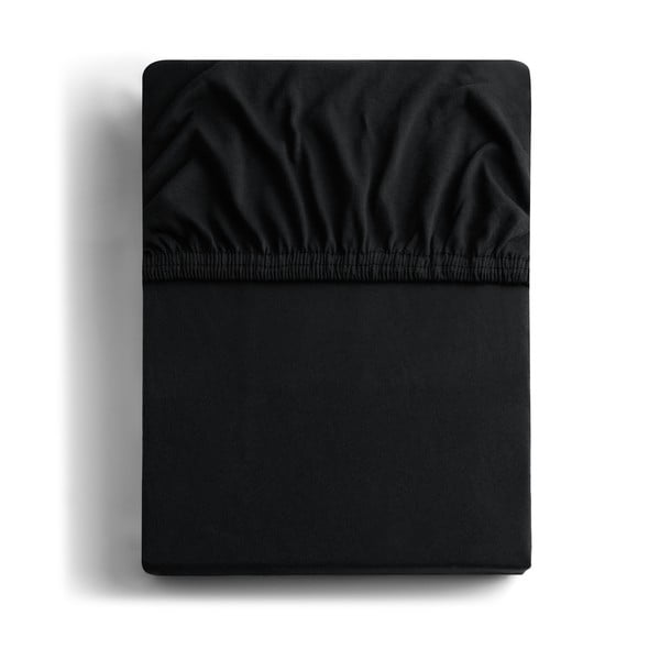 Černé elastické bavlněné prostěradlo DecoKing Amber Collection, 100-120 x 200 cm