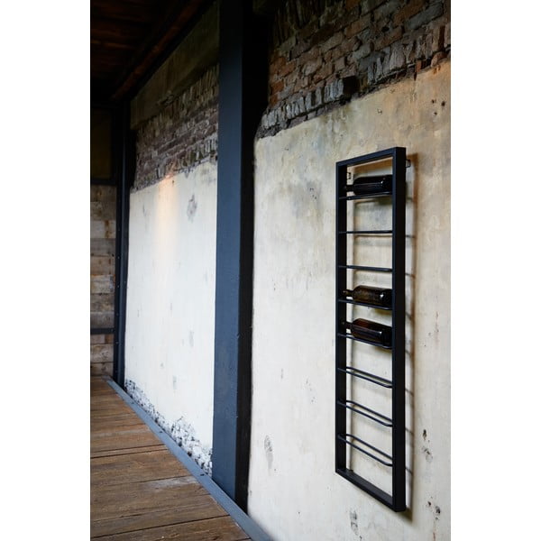 Must metallist seinale paigaldatav veiniriiul 42x120x6 cm Macaben - Light & Living-image-1