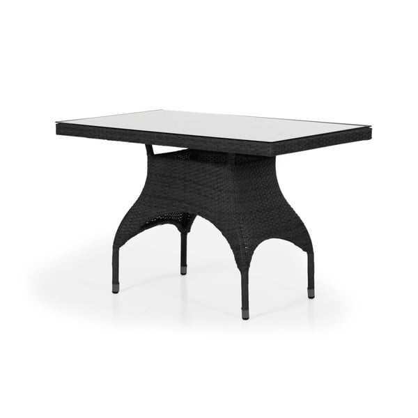 Černý zahradní stolek se skleněnou deskou Brafab Ninja, 110 x 65 cm