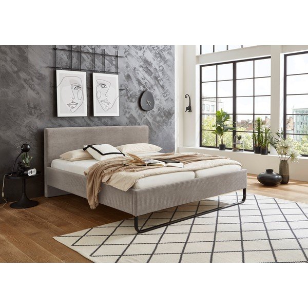 Hallikaspruun polsterdatud kaheinimesevoodi 180x200 cm Swing - Meise Möbel-image-1