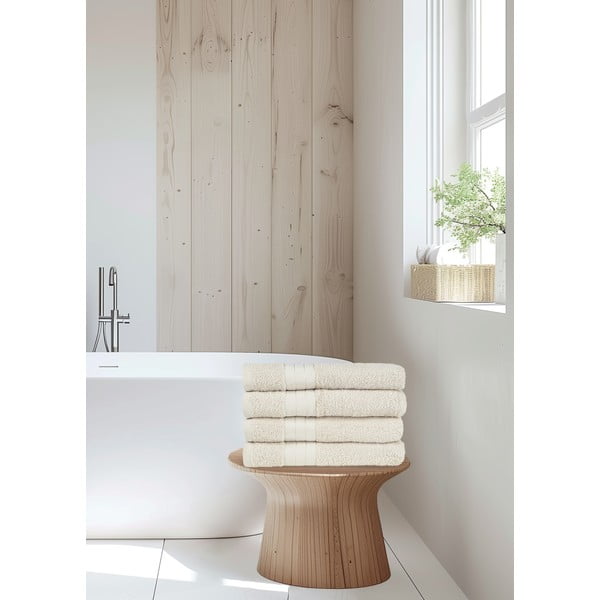 Beežid puuvillased froteerätikud 4 tk komplektis 50x100 cm – Good Morning-image-4