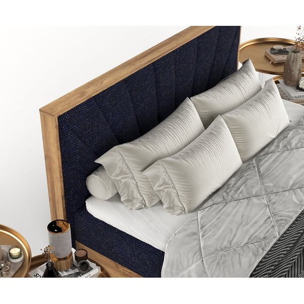 Tumesinine/naturaalne vedrumadratsiga voodi koos panipaigaga 160x200 cm Asahi - Maison de Rêve-image-1