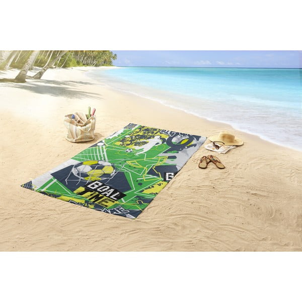 Roheline laste sametist rannarätik 75x150 cm Goaltime - Good Morning-image-1