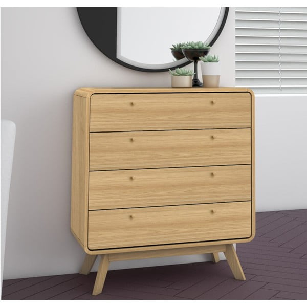 Kõrge kapp tammedekoriga naturaalses värvitoonis 80x88 cm Cassie - Støraa-image-1