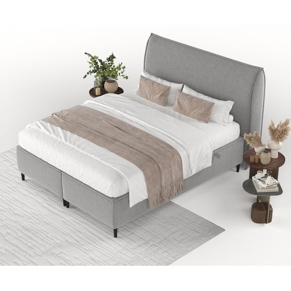 Helehall polsterdatud kaheinimese voodi koos panipaigaga 160x200 cm Draco - Maison de Rêve-image-4