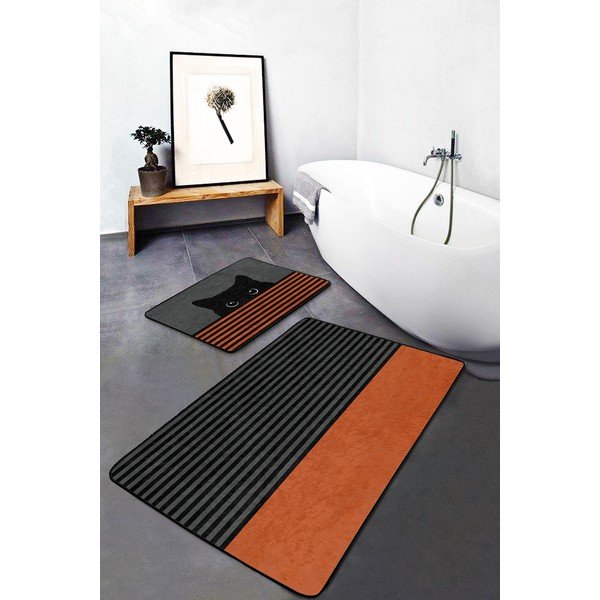 Mustad-oranžid vannitoamatid 2 tk 60x100 cm komplektis - Mila Home-image-3