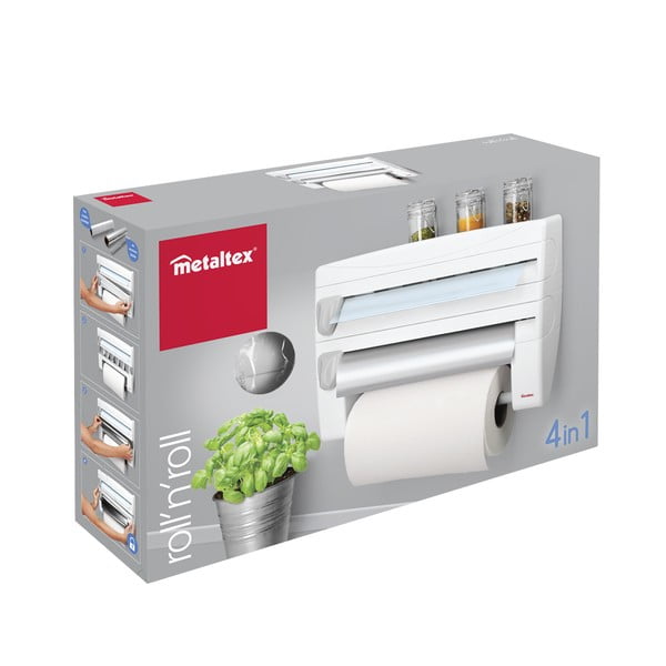 Hõbedane plastmass fooliumi- ja majapidamispaberi hoidja seinalekinnituv – Metaltex-image-2