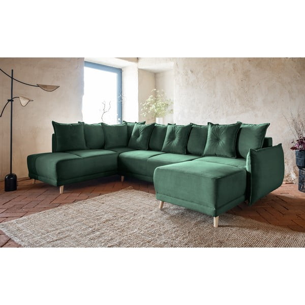 Roheline velvetist nurgadiivanvoodi (vasak nurk/"U") Lazy Lukka - Miuform-image-3