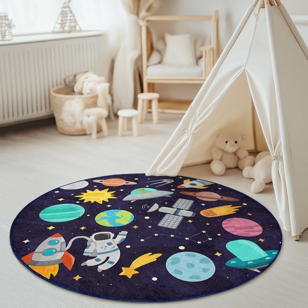 Tumesinine pestav laste mänguvaip ø150 cm Into The Space - Mila Home-image-4