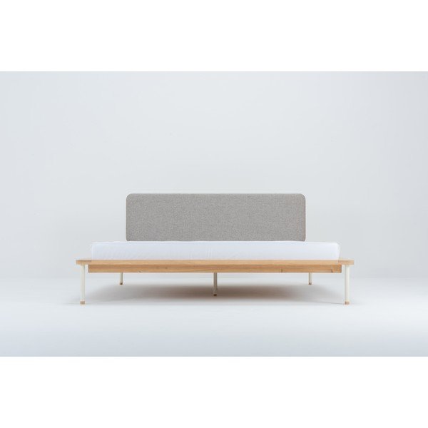 Hall/loomulik tammepuust kaheinimesevoodi koos võrega 180x200 cm Fina - Gazzda-image-4