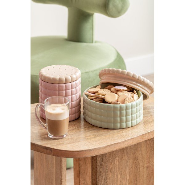 Heleroosa dekoratiivne keraamiline hoiukarp ø 14x15 cm Biscuit Box - PT LIVING-image-1