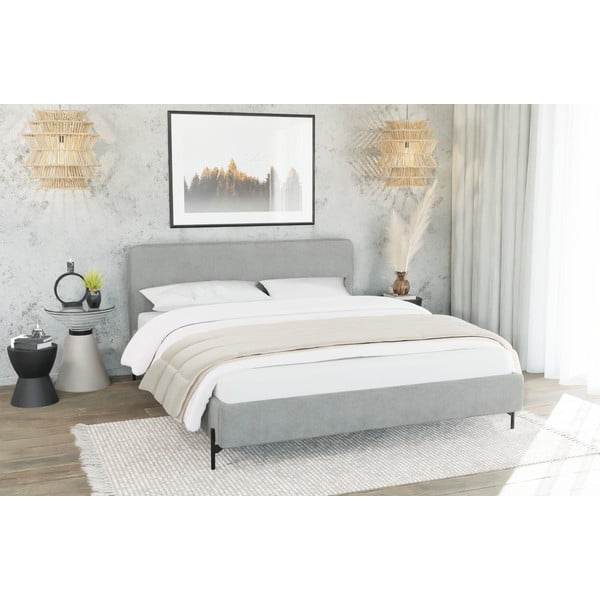 Helehall polsterdatud kaheinimesevoodi koos voodipõhjaga 160x200 cm Barker - Ropez-image-2