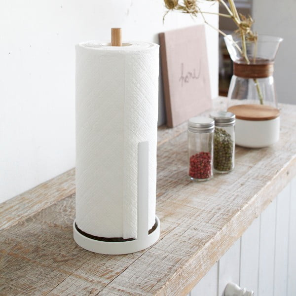 Valge/puiduvärvi puit majapidamispaberi stend Tosca – YAMAZAKI-image-3