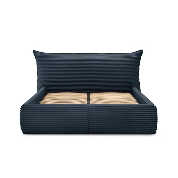 Tumesinine polsterdatud kaheinimesevoodi koos voodipõhja ja panipaigaga 180x200 cm Jade - Bobochic Paris-image-1