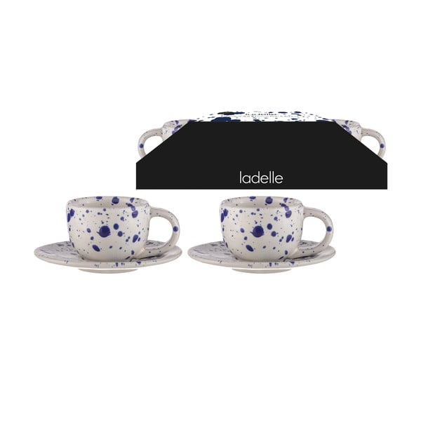 Valge ja sinine kivitoorne espressotass 100 ml komplektis 2 tassiga Carnival - Ladelle-image-2