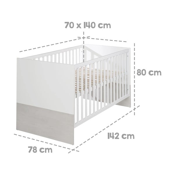 Valge-helehall võrevoodi 70x140 cm Julia - Roba-image-2