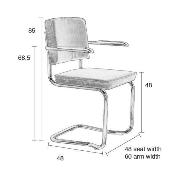 2 musta käetoega tooli Ridge Kink Rib komplekt - Zuiver-image-4