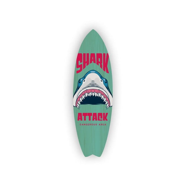 Nástěnná dekorace ve tvaru surfovacího prkna Really Nice Things Shark Attack