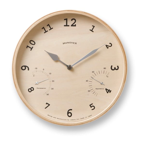 Hnědé nástěnné hodiny Lemnos Clock Baum, ⌀ 25,4 cm
