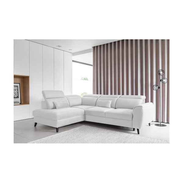 Valge sametist lahtikäiv/sahtliga nurgadiivan (vasak nurk/L-kujuline) Noble – ELTAP-image-1