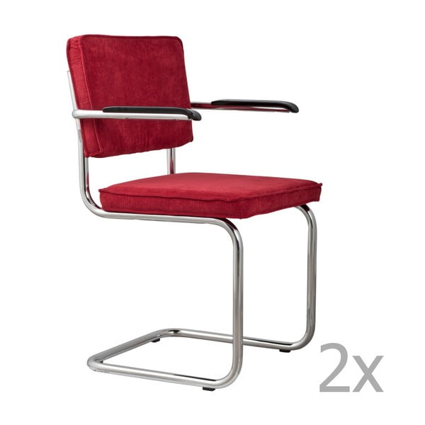 Komplekt 2 punast tooli käetoega Ridge Rib - Zuiver