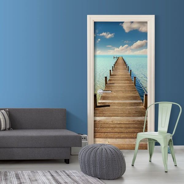 Tapeta na dveře v roli Bimago Turquoise Harbour, 90 x 210 cm