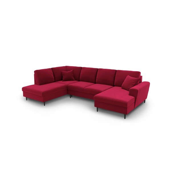 Punane sametist panipaigaga nurgadiivanvoodi (vasak nurk/"U"-kujuline) Kyoto - Cosmopolitan Design-image-1