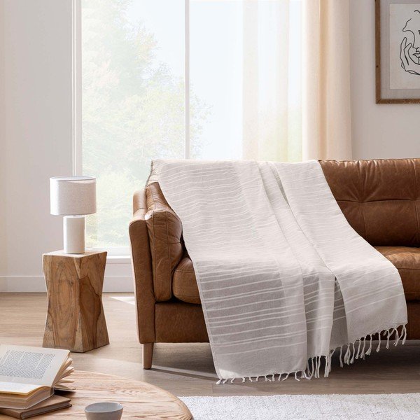 Kreemikas puuvillane voodikate 125x150 cm Lilia - douceur d'intérieur-image-1