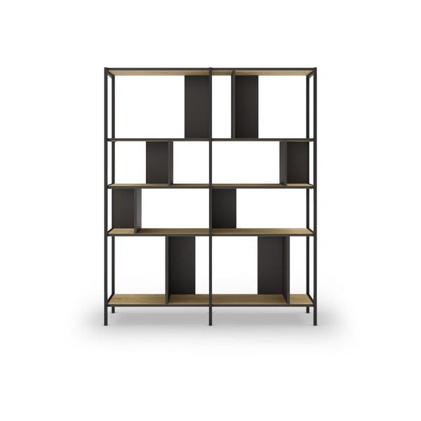 Tammedekooriga raamaturiiul must-puiduvärvi 144x175 cm Alabama - Marckeric