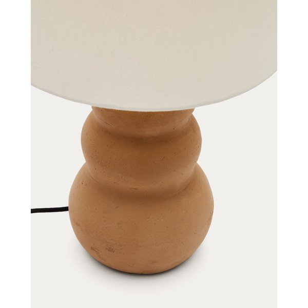 Valge-pruun laualamp tekstiilist varjuga (kõrgus 55 cm) Madsen - Kave Home-image-2