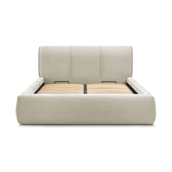 Beež polsterdatud kaheinimesevoodi koos voodipõhjaga 160x200 cm Vernon - Bobochic Paris-image-3