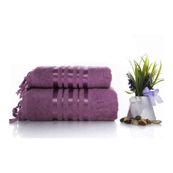 Set fialové bavlněné osušky a ručníku Ladik Eleanor