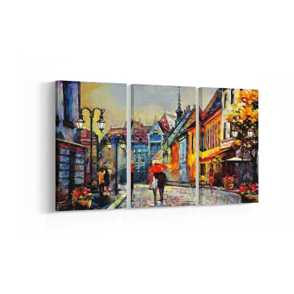 3-dílný obraz Red Umbrella, 20 x 40 cm