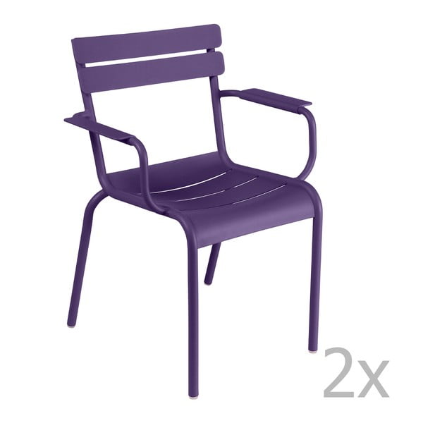 Sada 2 fialových židlí s područkami Fermob Luxembourg