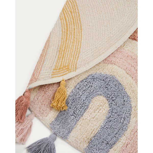 Elevandiluu värvi pestav/käsitsi kootud puuvillane laste vaip ø100 cm Tadea - Kave Home-image-3