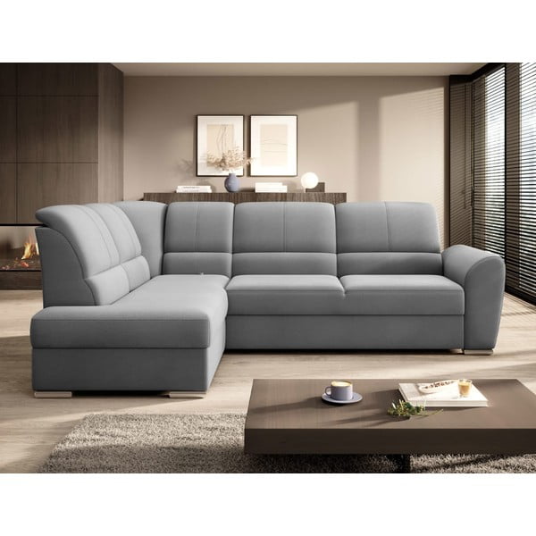 Hall sametist lahtikäiv/sahtliga nurgadiivan (vasak nurk/L-kujuline) Siber – ELTAP-image-3