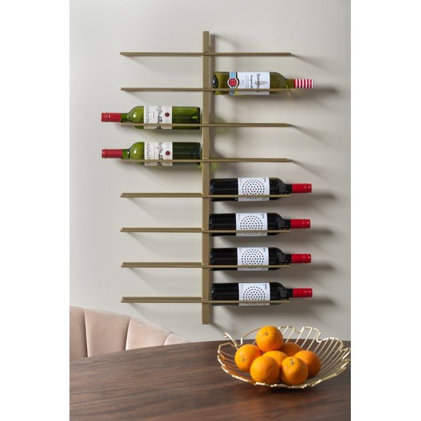 Seinale paigaldatav metallist veinihoidja kuldse värviga pudelite arv 16 Dual - PT LIVING-image-1