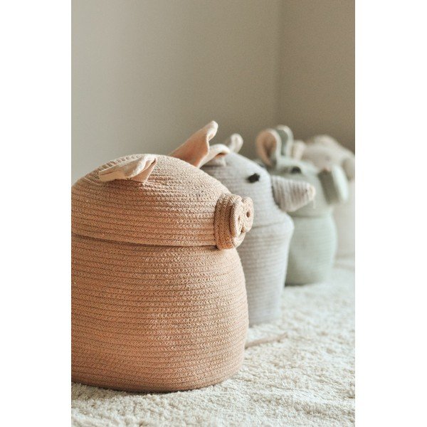 Heleroosa riidest laste mänguasjakorv ø 32x30 cm Peggy the Pig - Lorena Canals-image-2