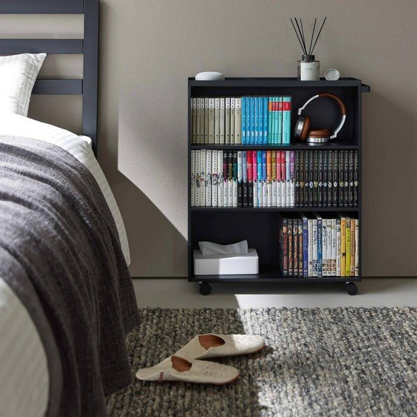 Must metallist mobiilne riiul 59x70x16 cm Tower - YAMAZAKI-image-1