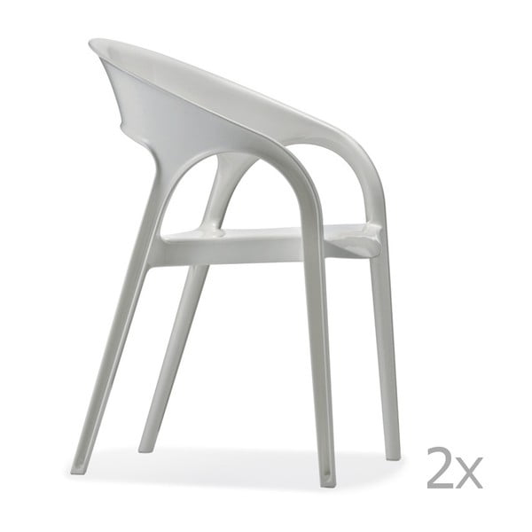 Sada 2 bílých  jídelních židlí Pedrali Gossip