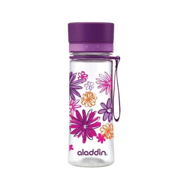 Láhev na vodu s fialovým víčkem a potiskem Aladdin Aveo Bloom, 350 ml
