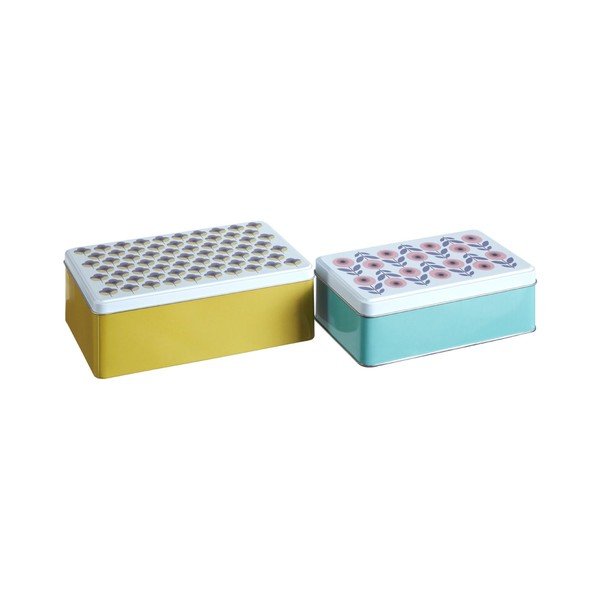Dekoratiivsed metallist kaanega hoiukarbid 2tk Joni – Premier Housewares-image-1