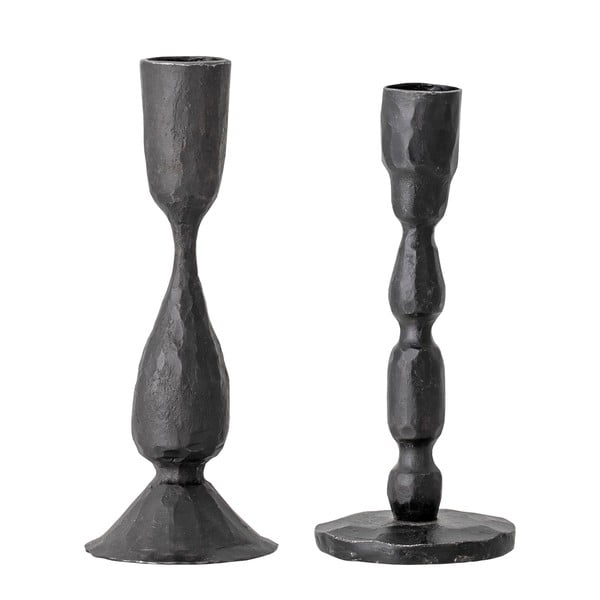 2 musta metallist küünlajalgade komplekt, kõrgus 16 cm Deja - Bloomingville