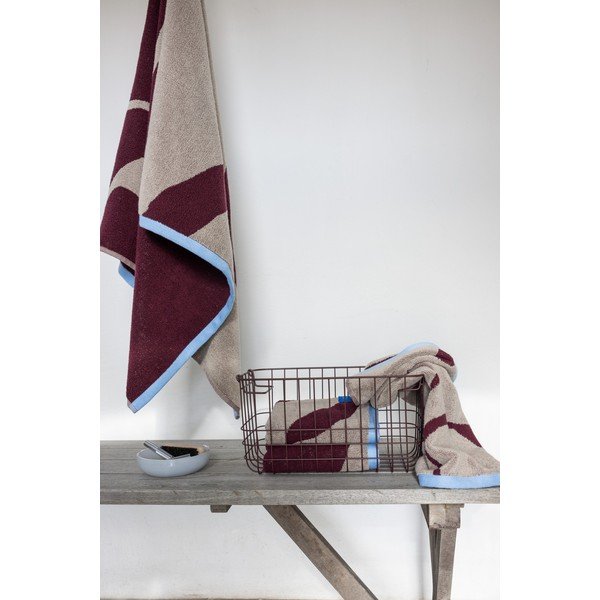 Burgundiapunased/hallikasbeežid orgaanilisest puuvillast froteerätikud 2tk komplektis 50x90 cm Nova Arte - Mette Ditmer Denmark-image-2