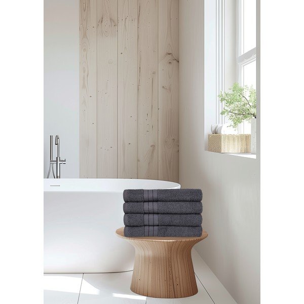 Antratsiitsed puuvillased froteerätikud 4 tk komplektis 50x100 cm – Good Morning-image-4