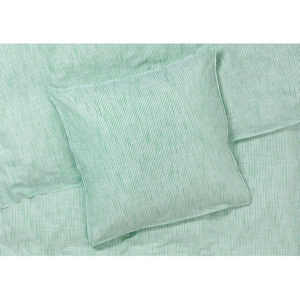 Valge ja roheline orgaaniline puuvillane voodipesu 200x220 cm Monochrome Lines - JUNA-image-1